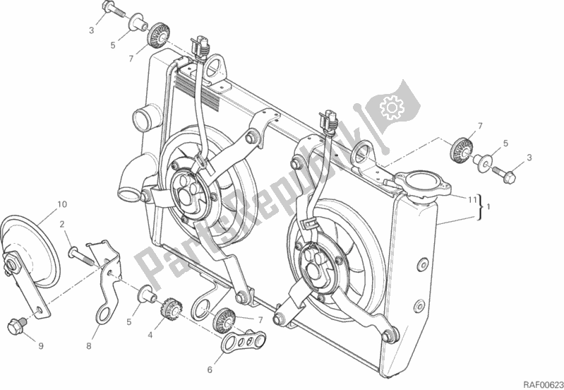Todas as partes de Refrigerador De água do Ducati Multistrada 1260 S ABS Thailand 2020